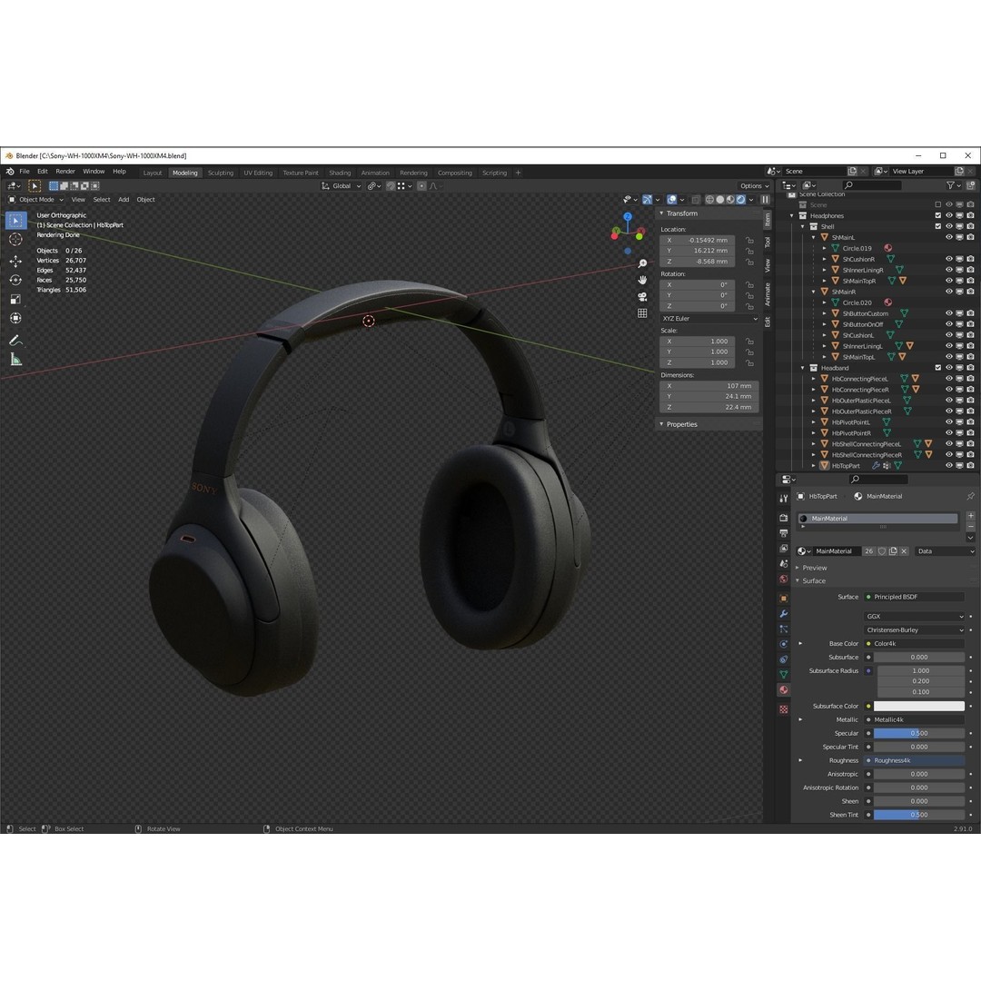Sony WH-1000XM4 3D Model – Rigged PBR Headset Asset for Animation - View 22