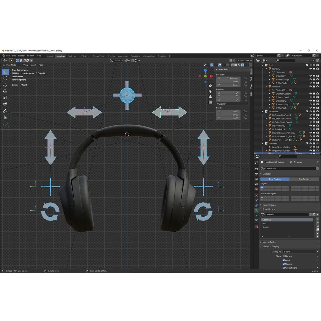Sony WH-1000XM4 3D Model – Rigged PBR Headset Asset for Animation - View 23