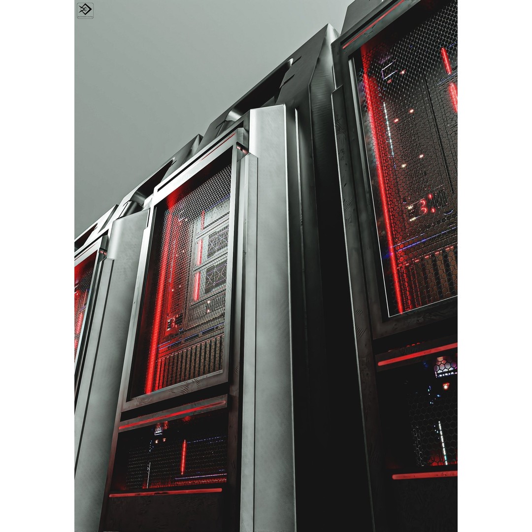 Sci-Fi Server 3D Model – Low Poly Game Asset, PBR Textures, FBX - View 10