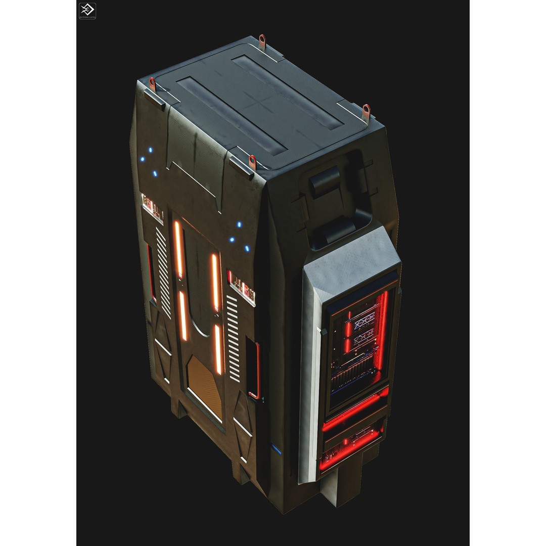 Sci-Fi Server 3D Model – Low Poly Game Asset, PBR Textures, FBX - View 11
