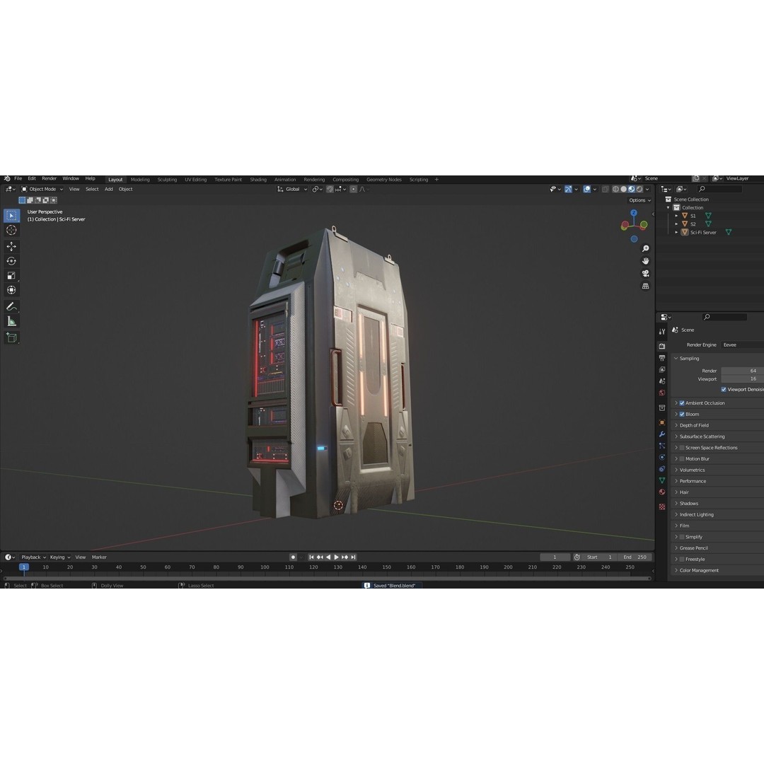 Sci-Fi Server 3D Model – Low Poly Game Asset, PBR Textures, FBX - View 12