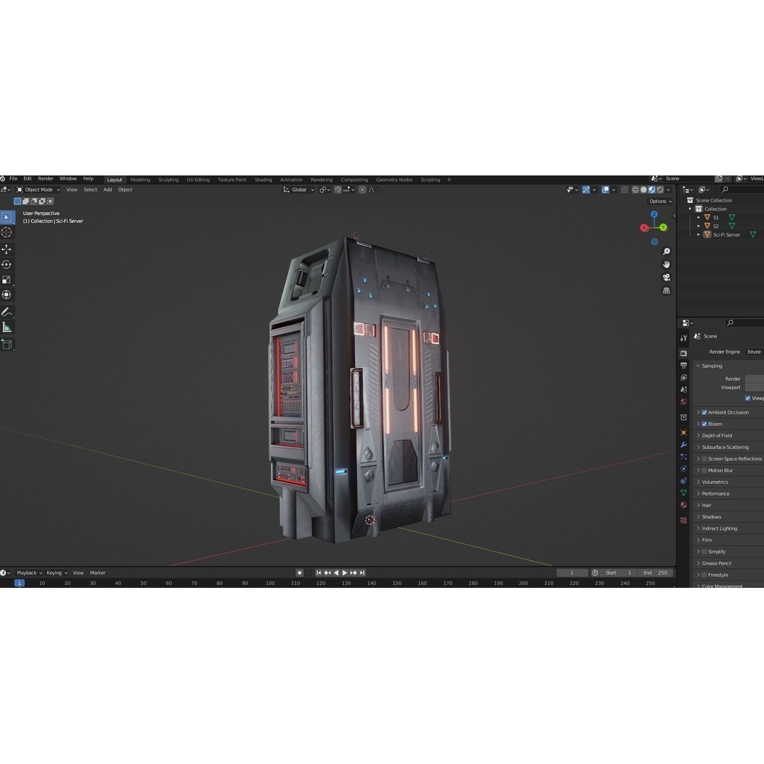 Sci-Fi Server 3D Model – Low Poly Game Asset, PBR Textures, FBX - View 13