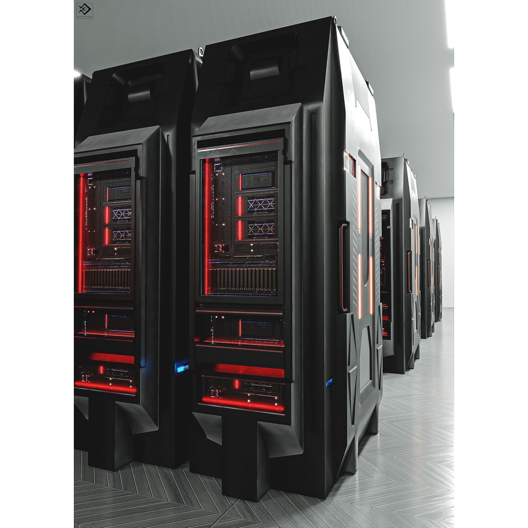Sci-Fi Server 3D Model – Low Poly Game Asset, PBR Textures, FBX - View 3