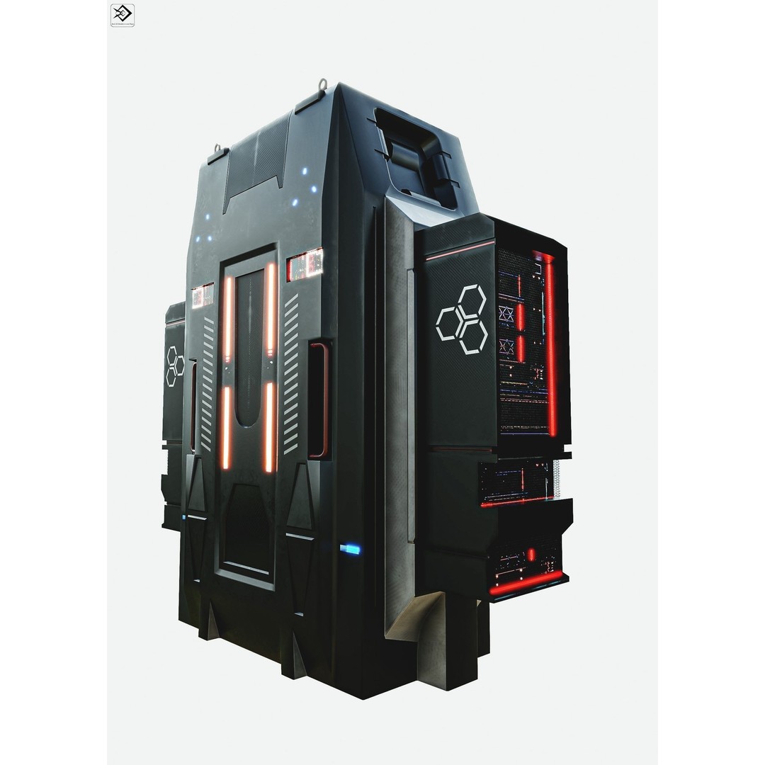 Sci-Fi Server 3D Model – Low Poly Game Asset, PBR Textures, FBX - View 4