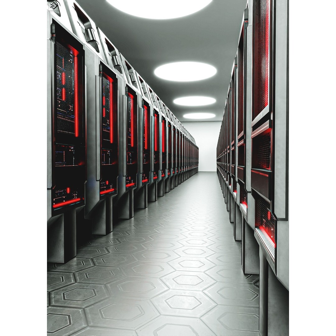 Sci-Fi Server 3D Model – Low Poly Game Asset, PBR Textures, FBX - View 7