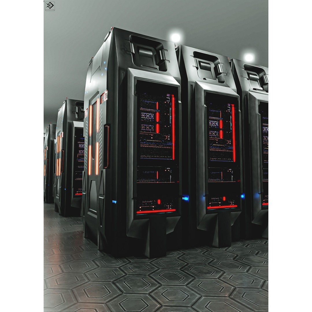 Sci-Fi Server 3D Model – Low Poly Game Asset, PBR Textures, FBX - View 8