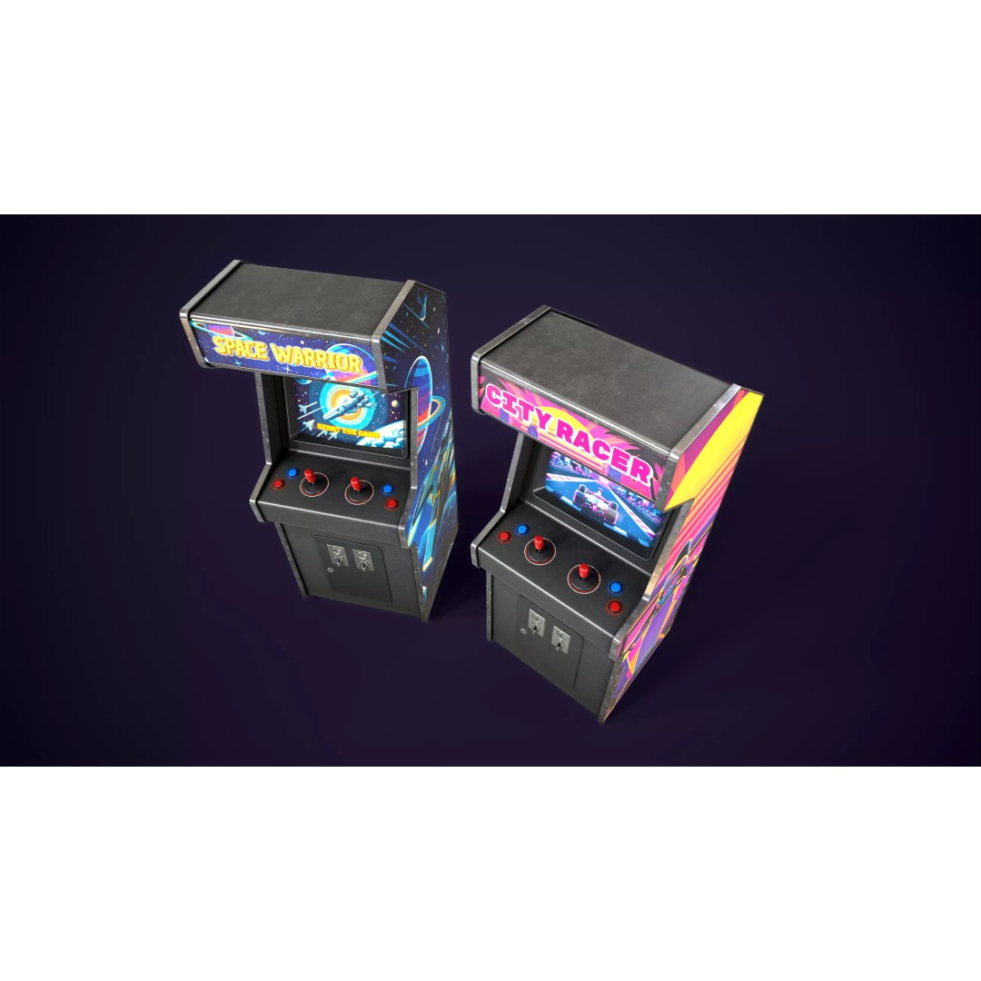 Retro Gaming Machine 3D Model – Low Poly Arcade Asset, FBX, PBR - View 12