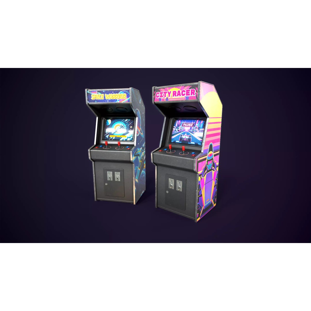 Retro Gaming Machine 3D Model – Low Poly Arcade Asset, FBX, PBR - View 3