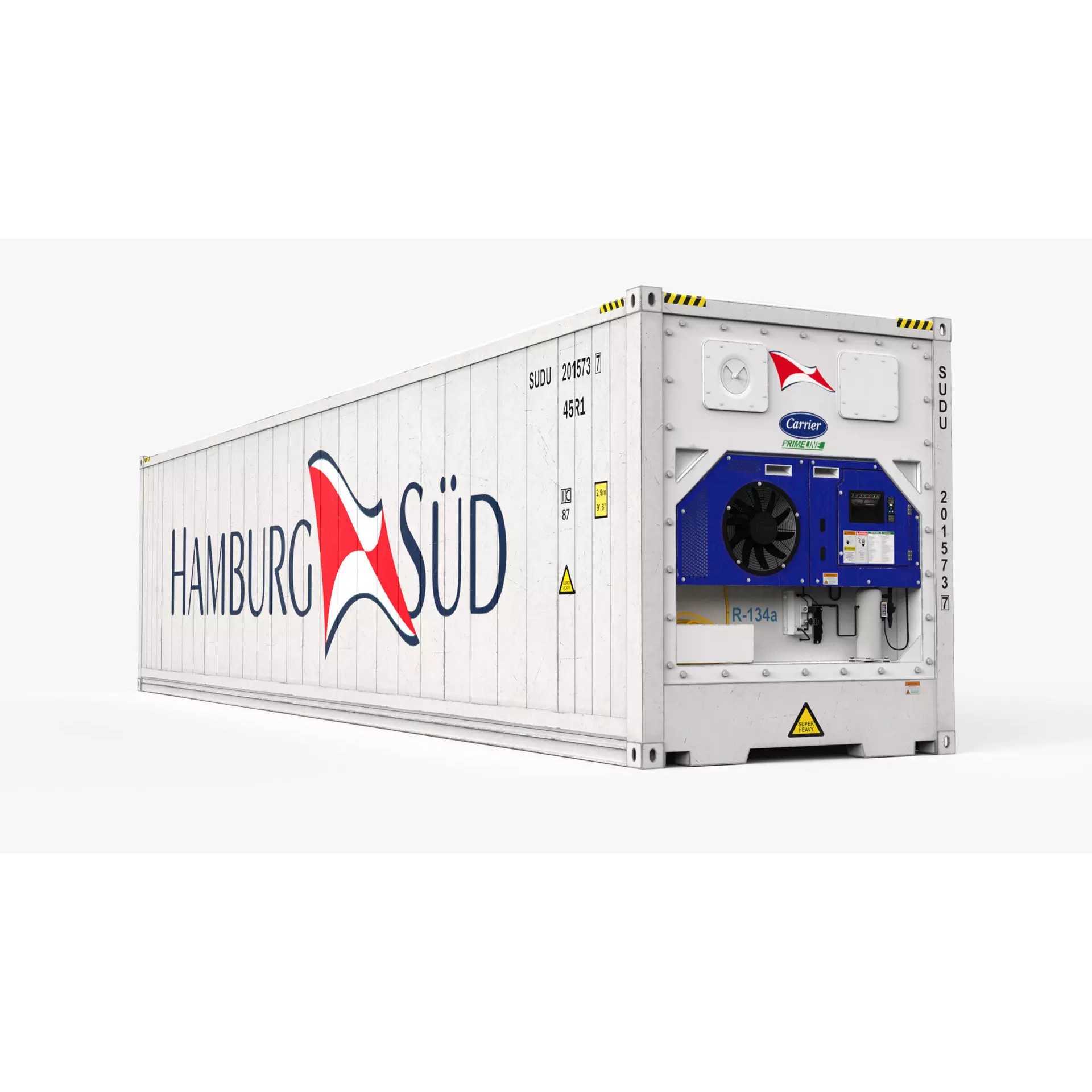 40ft HAMBURG SUD Reefer Container - Game-Ready 3D Model - View 2