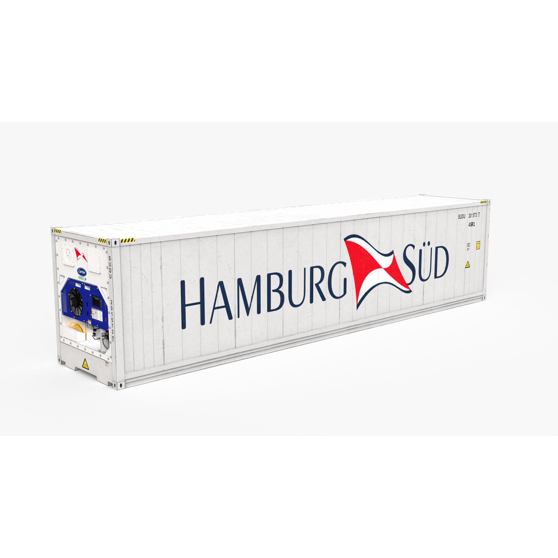 40ft HAMBURG SUD Reefer Container - Game-Ready 3D Model - View 5