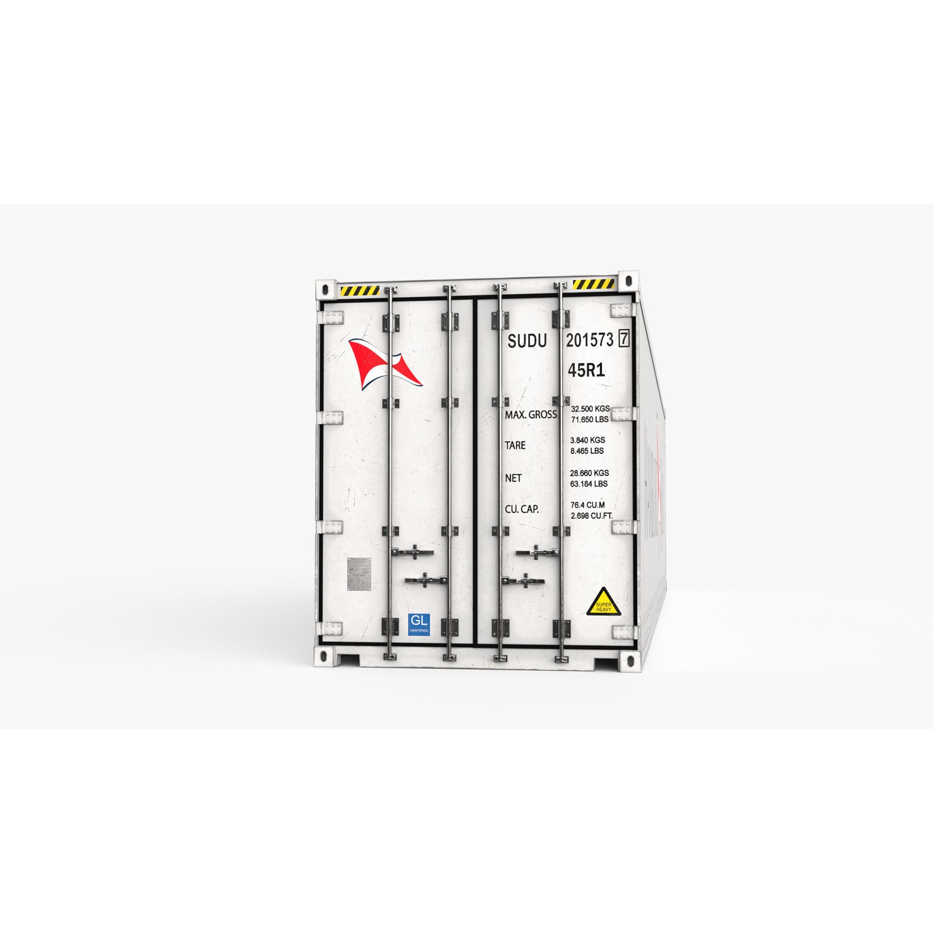 40ft HAMBURG SUD Reefer Container - Game-Ready 3D Model - View 8