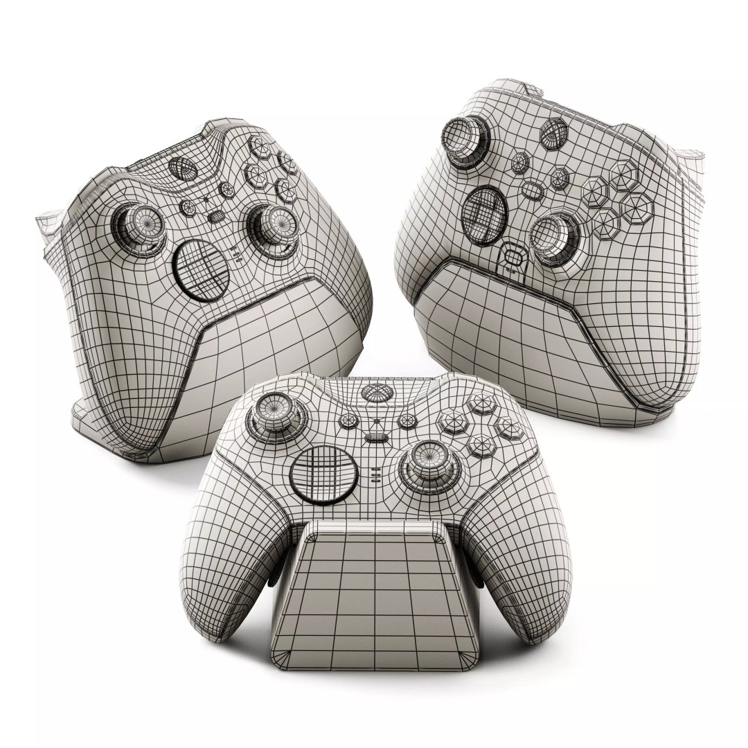 Microsoft Xbox Controllers 3D Model – Game-Ready PBR Asset, FBX