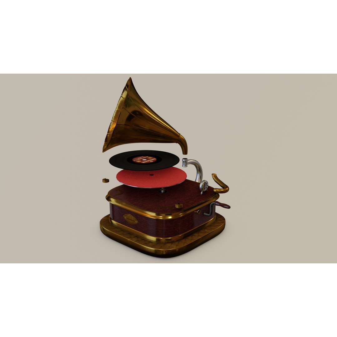 Gramophone 3D Model – Art Deco Style, PBR Textures, FBX - View 10