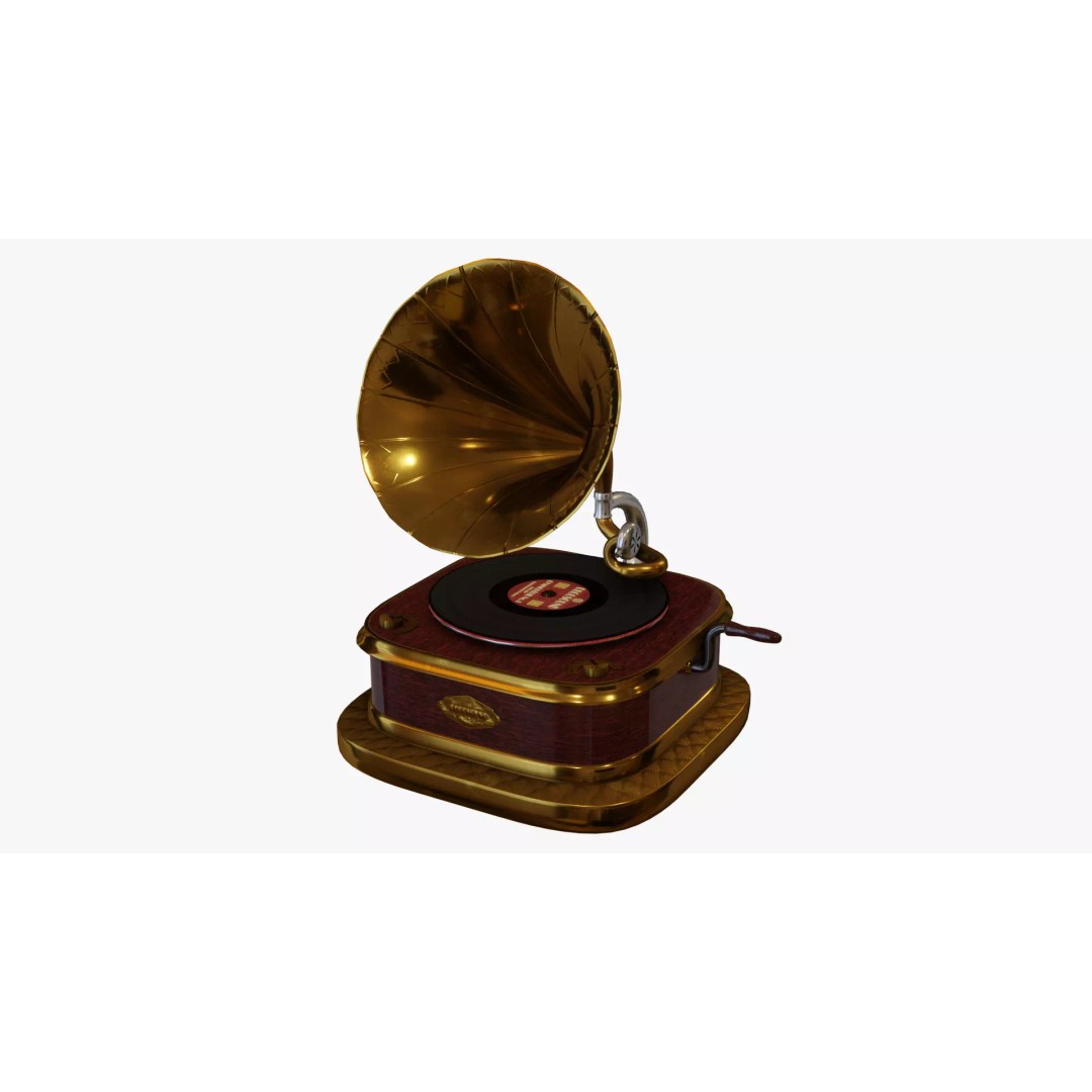 Gramophone 3D Model – Art Deco Style, PBR Textures, FBX - View 2