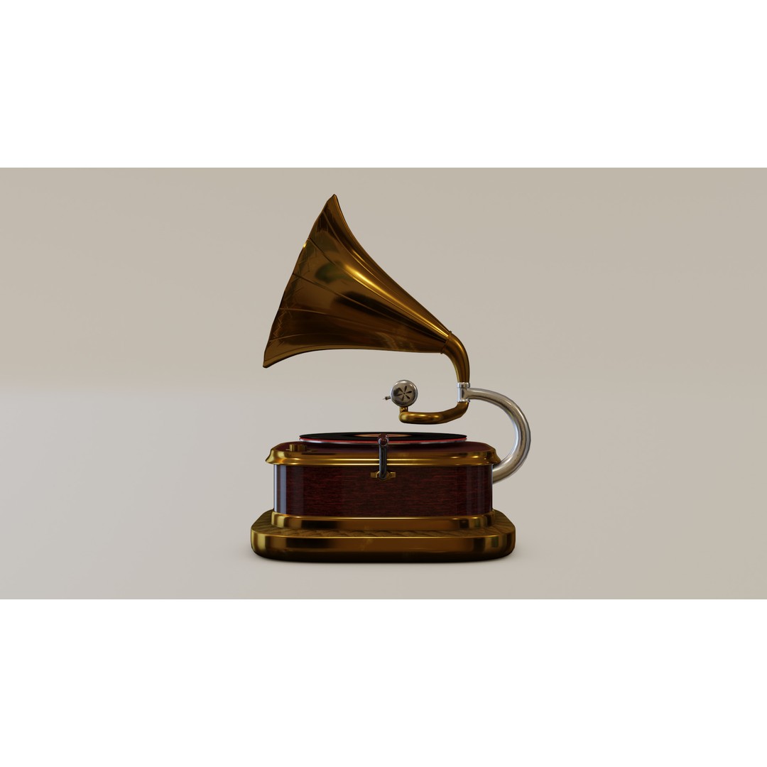 Gramophone 3D Model – Art Deco Style, PBR Textures, FBX - View 4