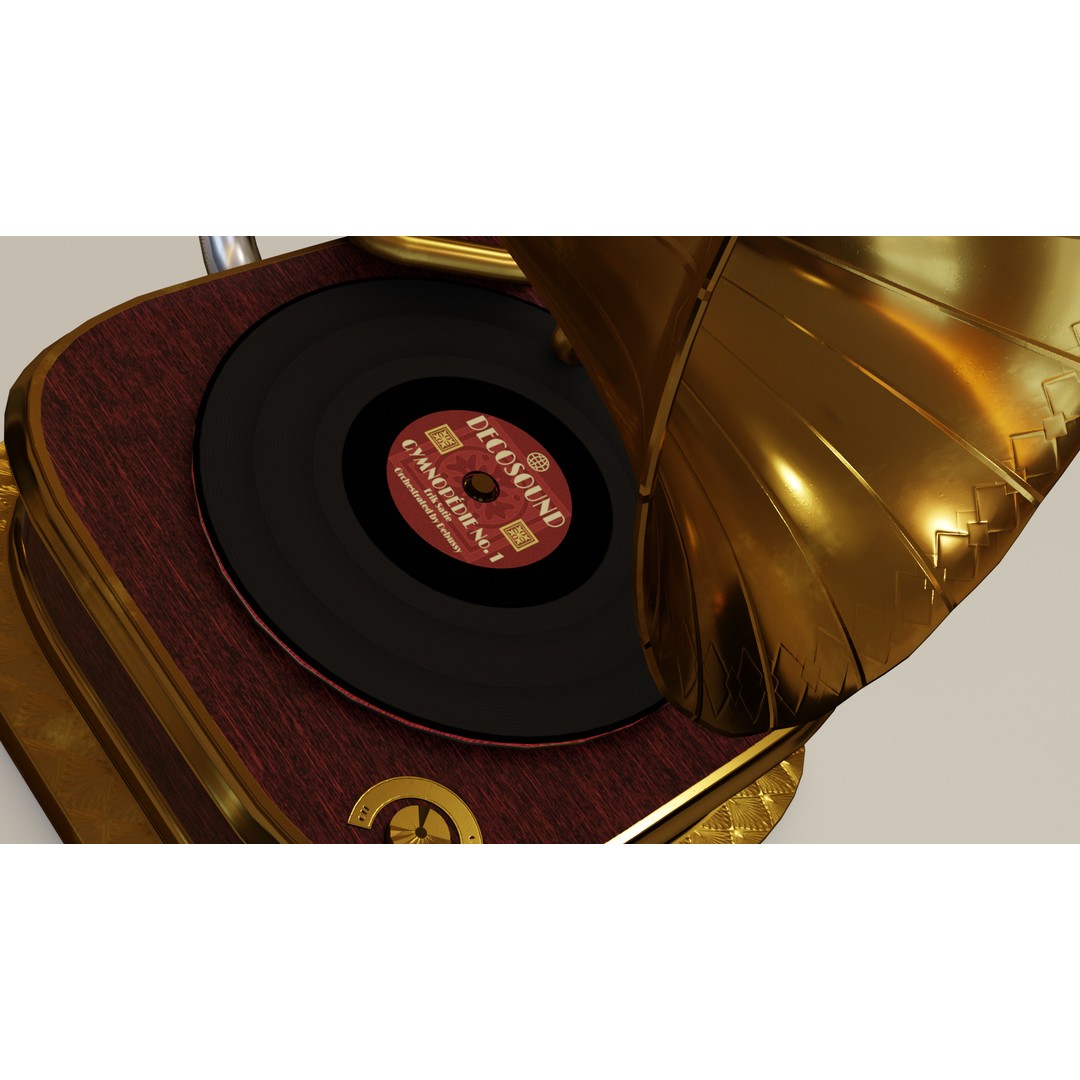Gramophone 3D Model – Art Deco Style, PBR Textures, FBX - View 6