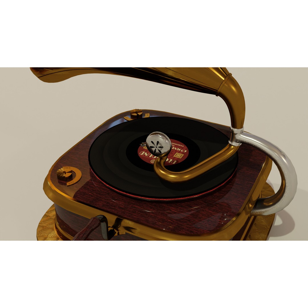Gramophone 3D Model – Art Deco Style, PBR Textures, FBX - View 7