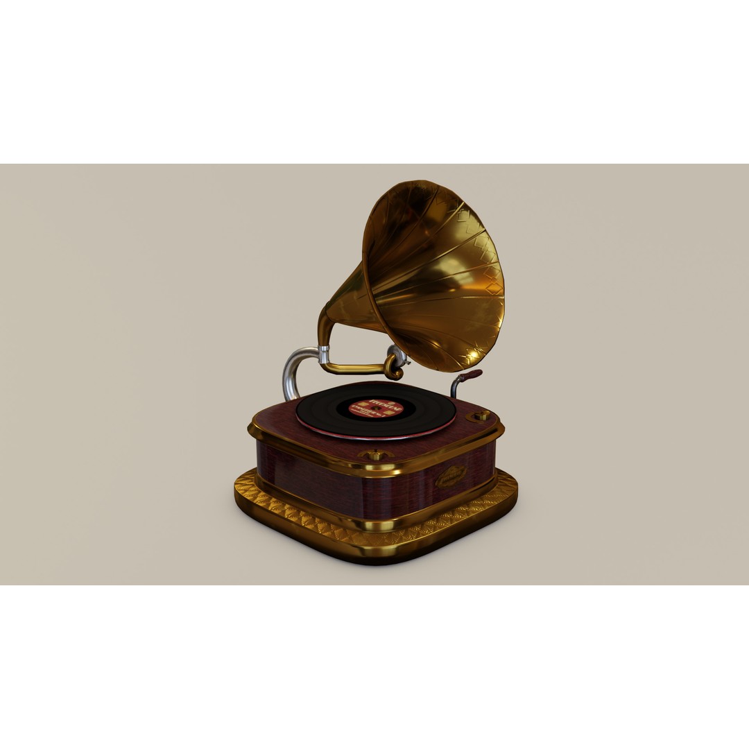 Gramophone 3D Model – Art Deco Style, PBR Textures, FBX - View 8