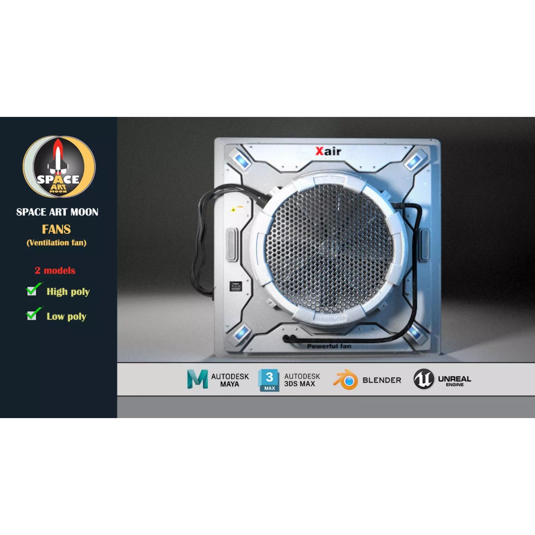 Ventilation Fan 3D Model – Low Poly PBR Asset for Unreal Engine - View 2