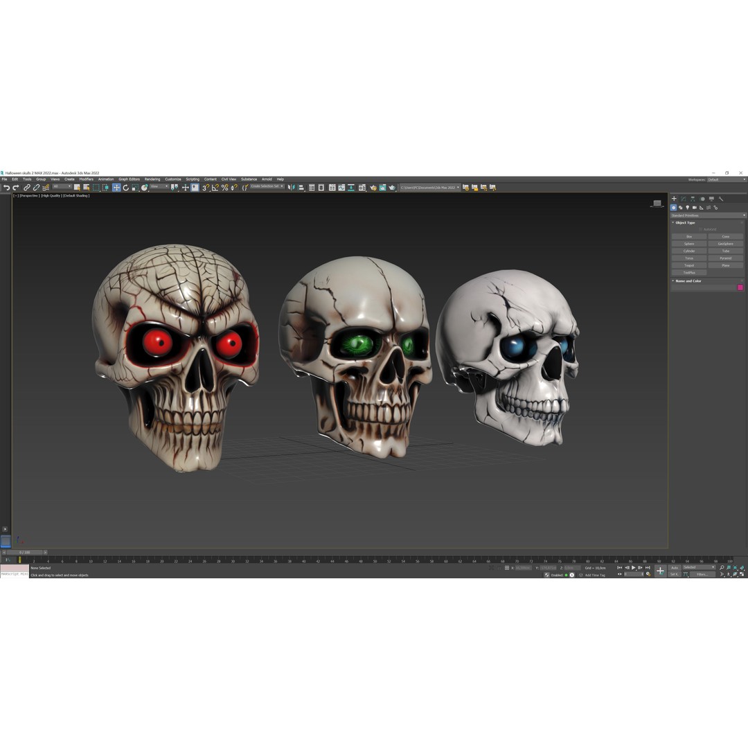 Halloween Skulls 3D Model – Low Poly Character Asset, FBX & OBJ - View 13
