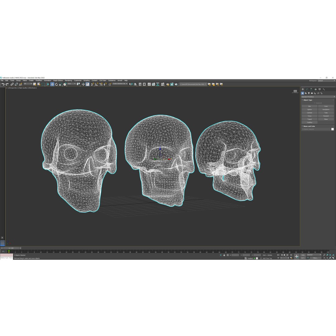 Halloween Skulls 3D Model – Low Poly Character Asset, FBX & OBJ - View 14