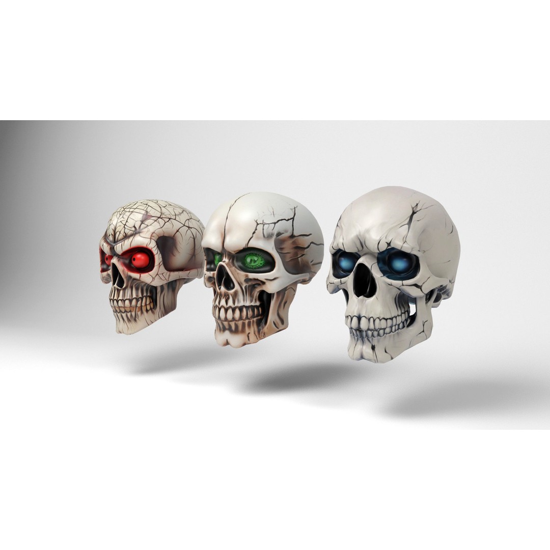 Halloween Skulls 3D Model – Low Poly Character Asset, FBX & OBJ - View 3