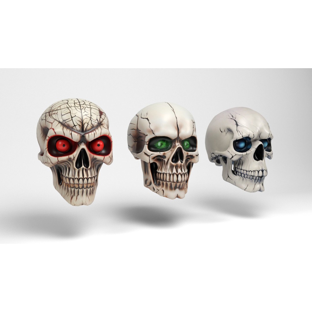 Halloween Skulls 3D Model – Low Poly Character Asset, FBX & OBJ - View 4