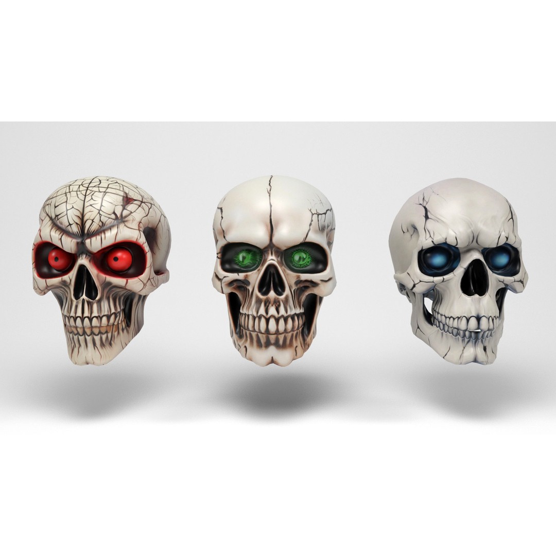 Halloween Skulls 3D Model – Low Poly Character Asset, FBX & OBJ - View 5