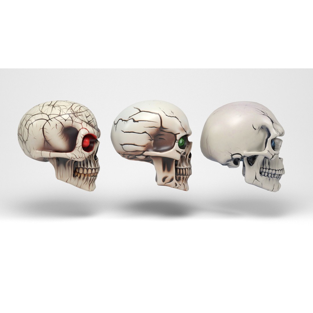 Halloween Skulls 3D Model – Low Poly Character Asset, FBX & OBJ - View 7