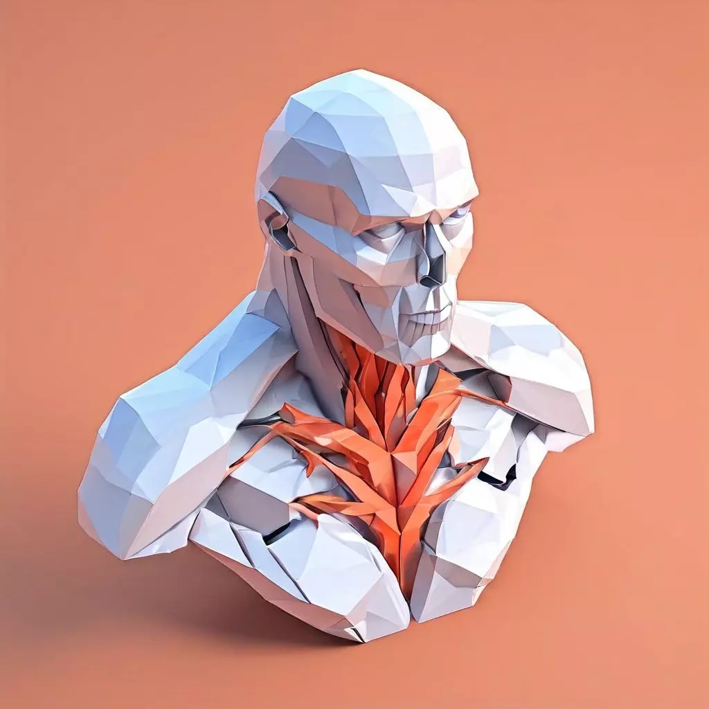 Anatomical Male Torso 3D Model – Low Poly Stylized Design, Game-Ready Formats - View 2