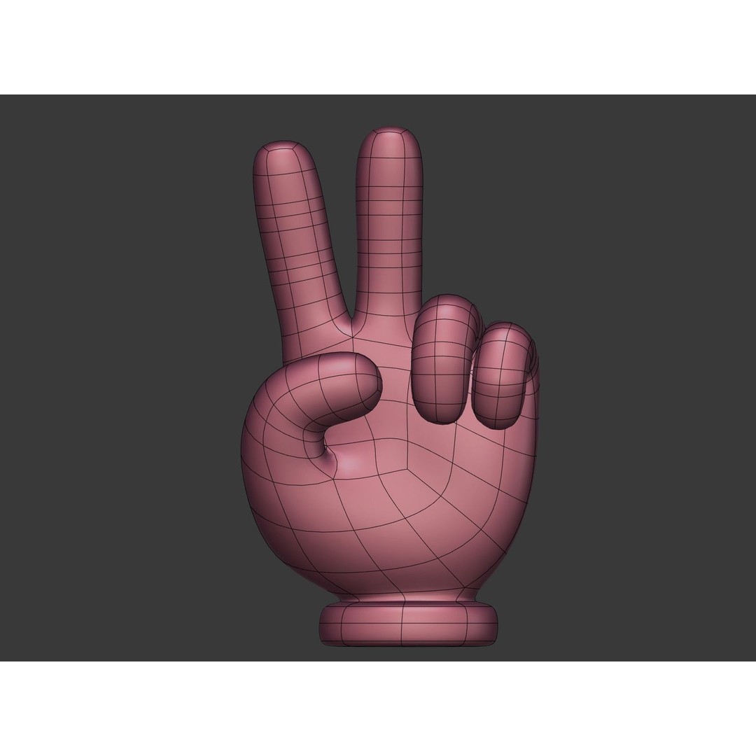 Cartoon Hand 3D Model – Low Poly Victory Sign, Blender, FBX