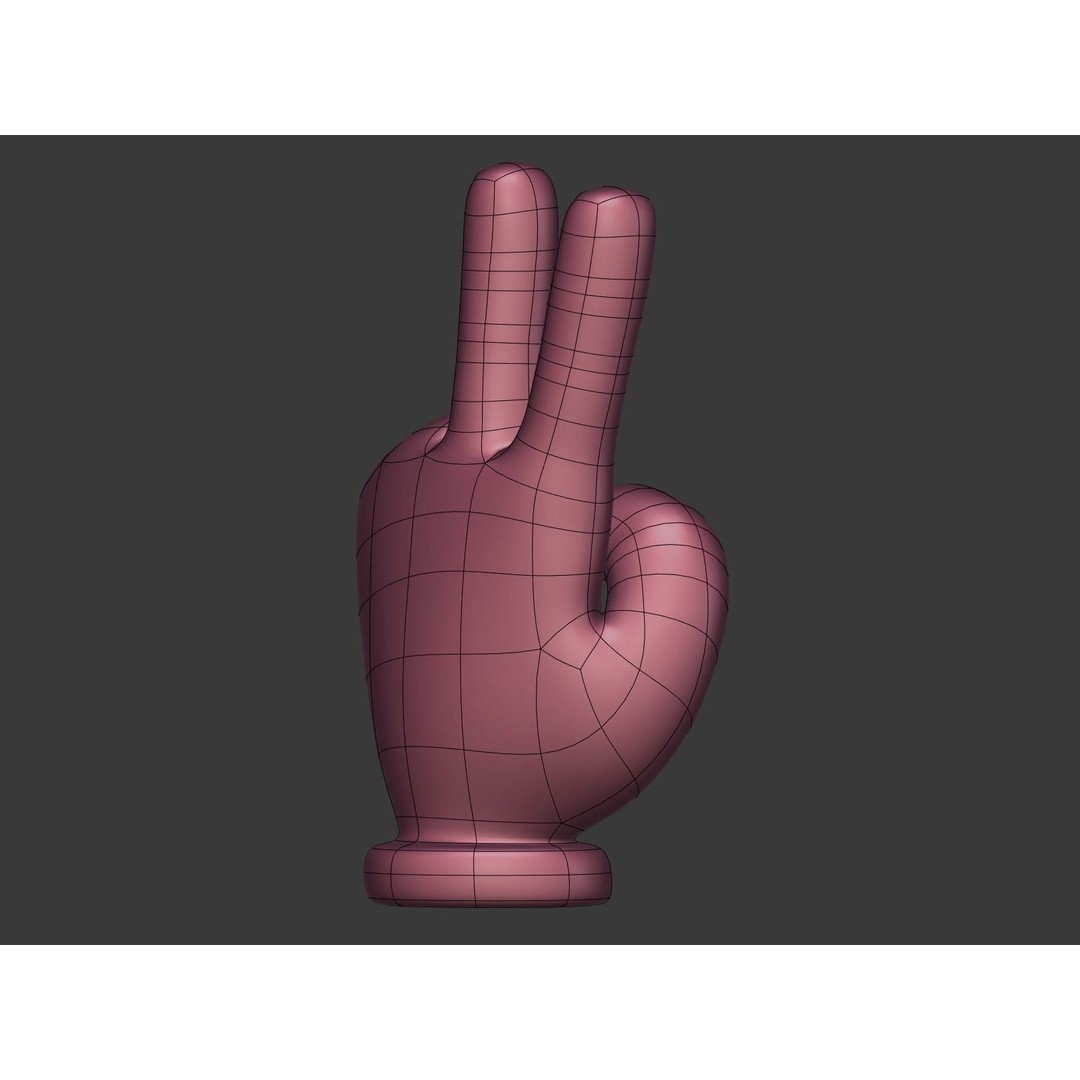 Cartoon Hand 3D Model – Low Poly Victory Sign, Blender, FBX - View 10
