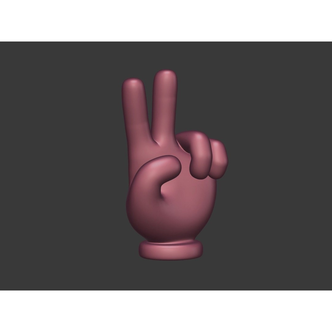 Cartoon Hand 3D Model – Low Poly Victory Sign, Blender, FBX - View 11