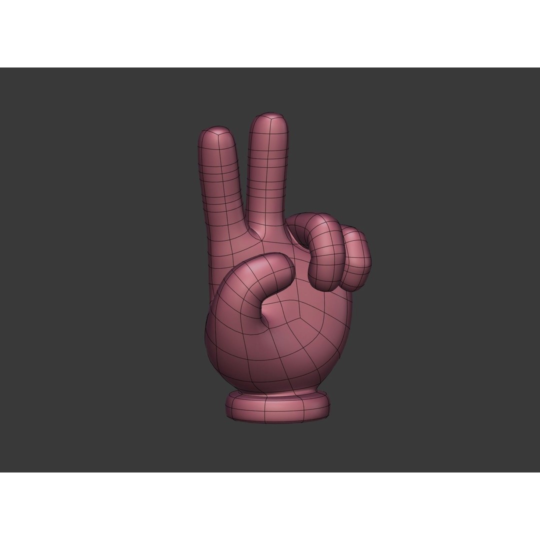 Cartoon Hand 3D Model – Low Poly Victory Sign, Blender, FBX - View 12