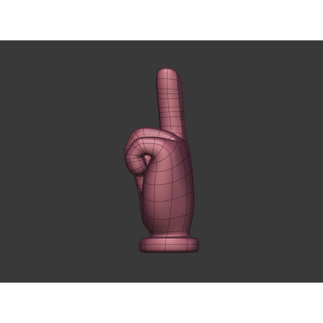Cartoon Hand 3D Model – Low Poly Victory Sign, Blender, FBX - View 15