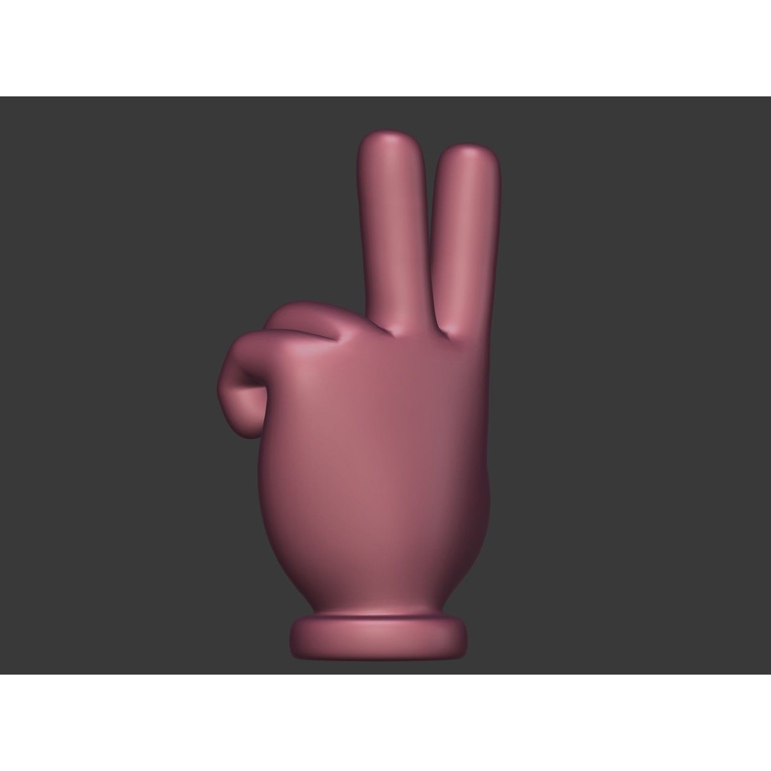 Cartoon Hand 3D Model – Low Poly Victory Sign, Blender, FBX - View 17