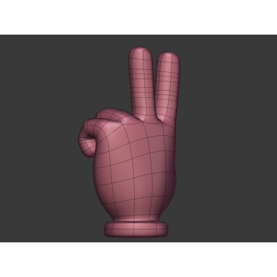 Cartoon Hand 3D Model – Low Poly Victory Sign, Blender, FBX - View 18
