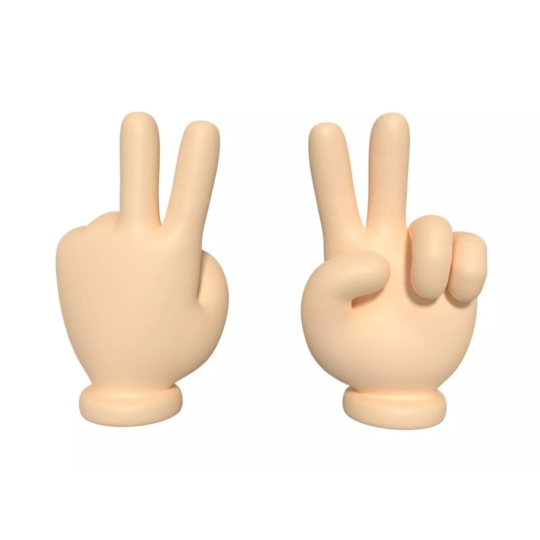 Cartoon Hand 3D Model – Low Poly Victory Sign, Blender, FBX - View 2