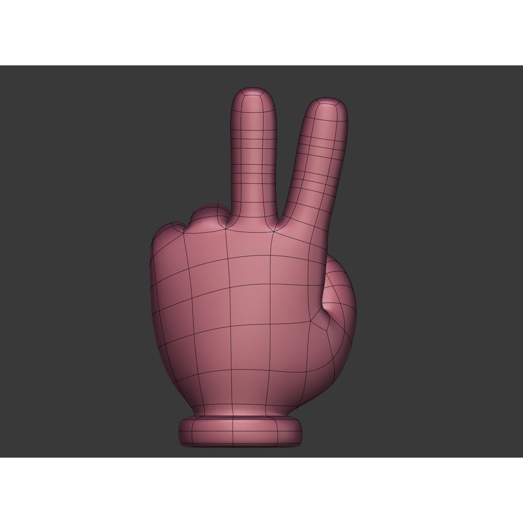 Cartoon Hand 3D Model – Low Poly Victory Sign, Blender, FBX - View 20