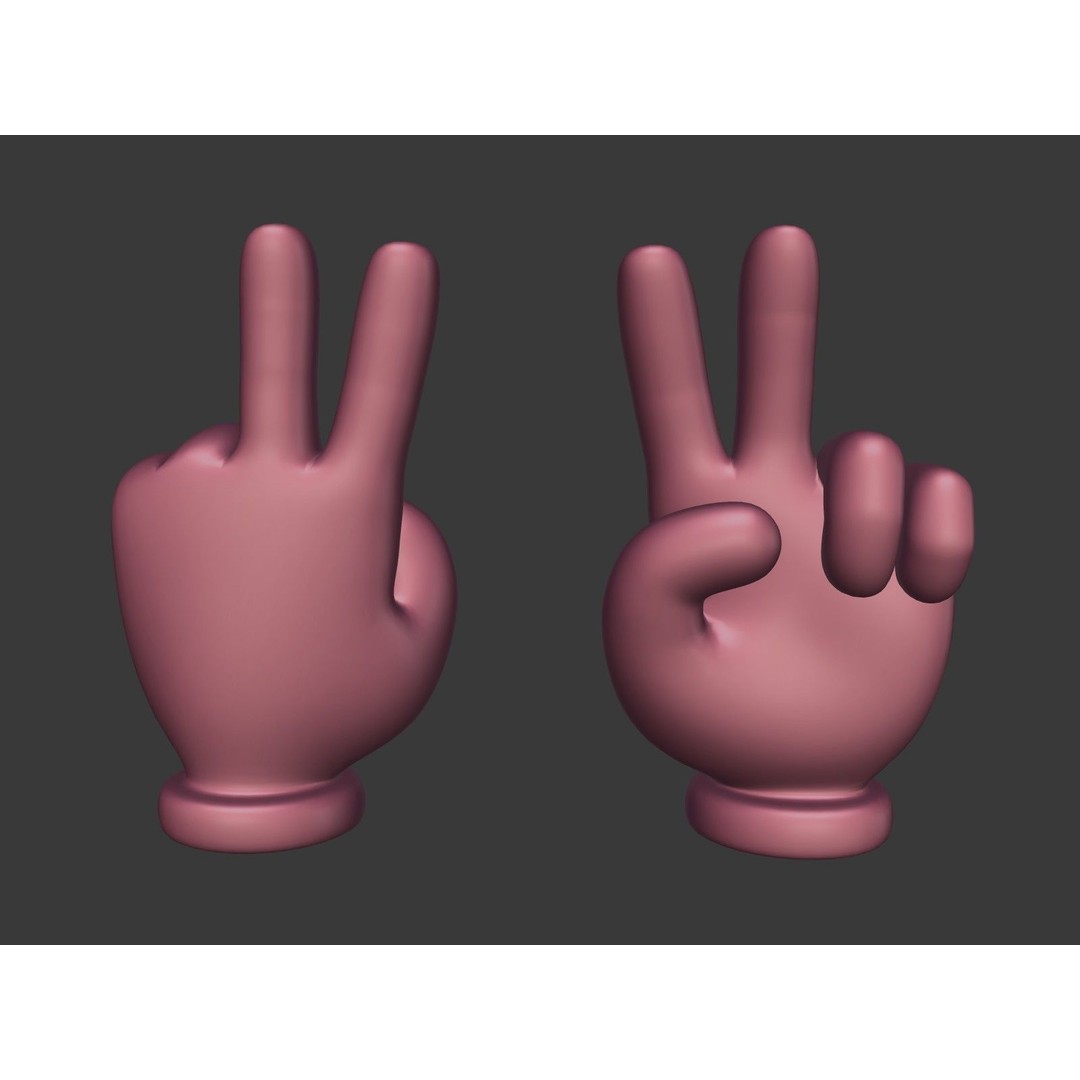 Cartoon Hand 3D Model – Low Poly Victory Sign, Blender, FBX - View 3