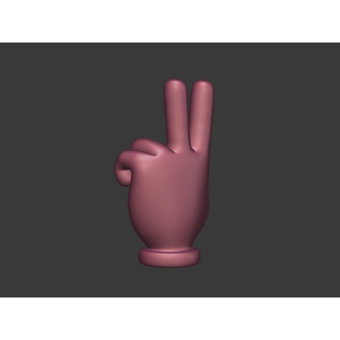 Cartoon Hand 3D Model – Low Poly Victory Sign, Blender, FBX - View 4