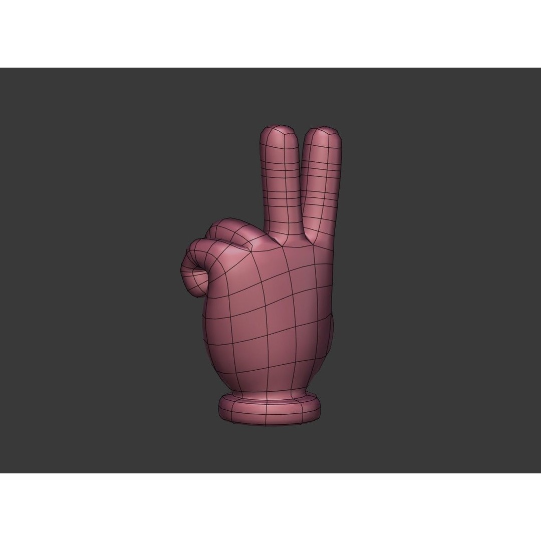 Cartoon Hand 3D Model – Low Poly Victory Sign, Blender, FBX - View 6