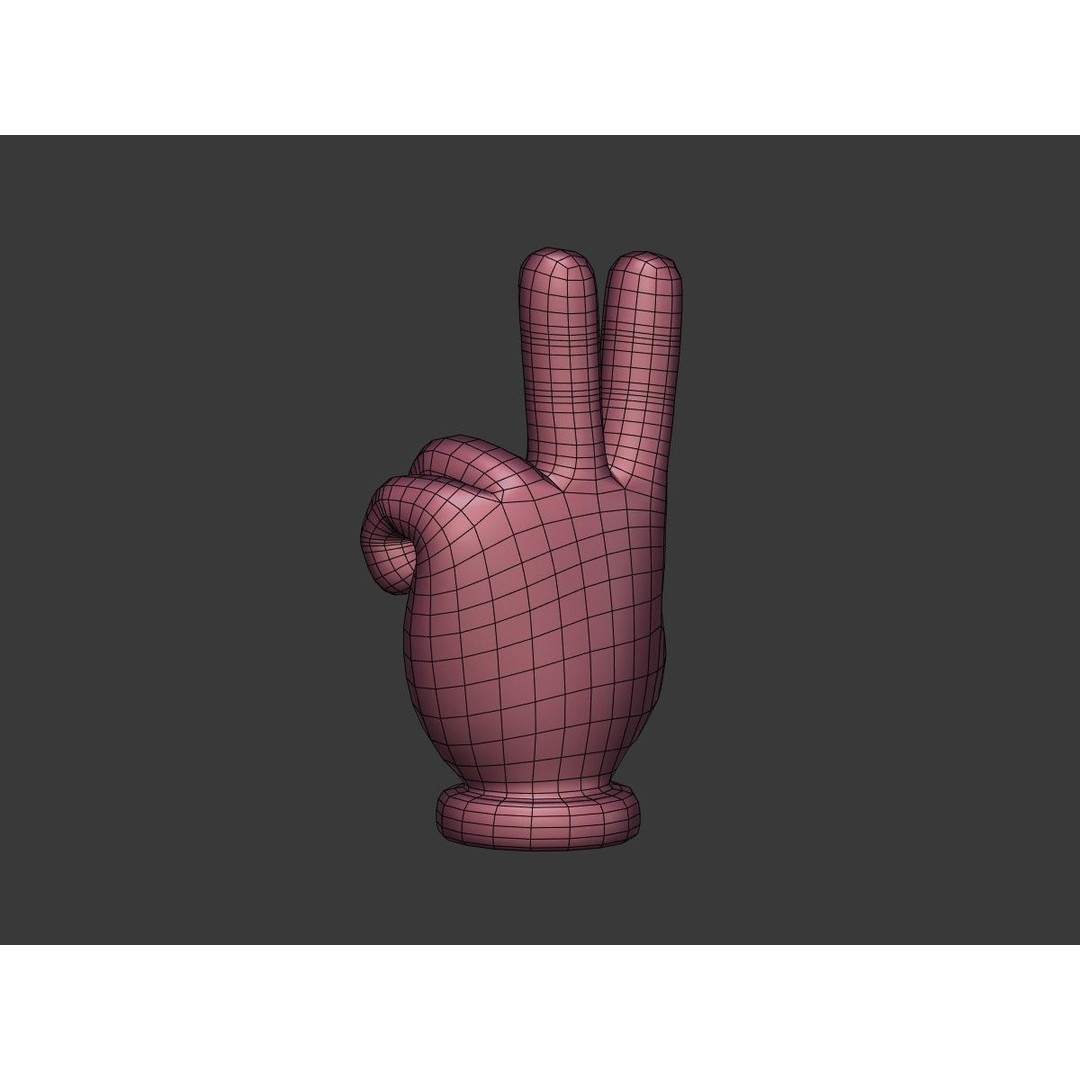 Cartoon Hand 3D Model – Low Poly Victory Sign, Blender, FBX - View 7