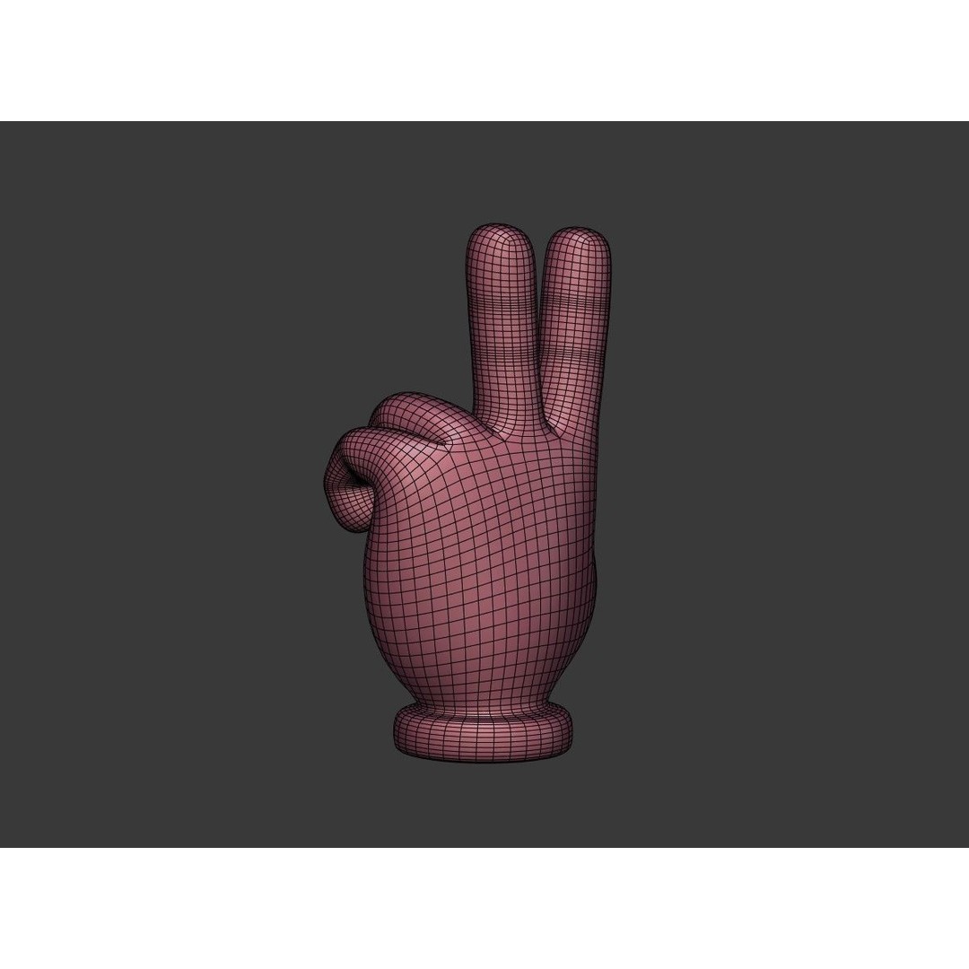 Cartoon Hand 3D Model – Low Poly Victory Sign, Blender, FBX - View 8