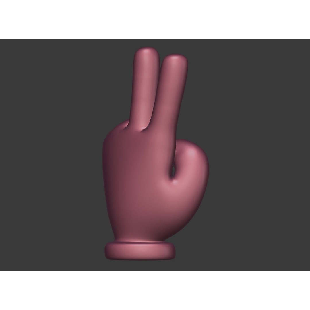 Cartoon Hand 3D Model – Low Poly Victory Sign, Blender, FBX - View 9