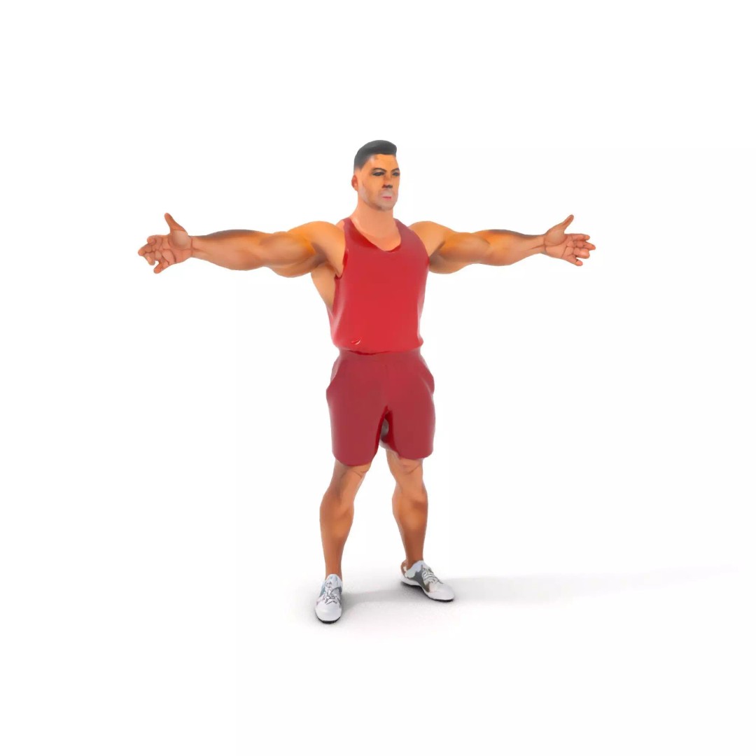 Athletic Figure 3D Model – Low Poly Character Pack with PBR Textures - View 12
