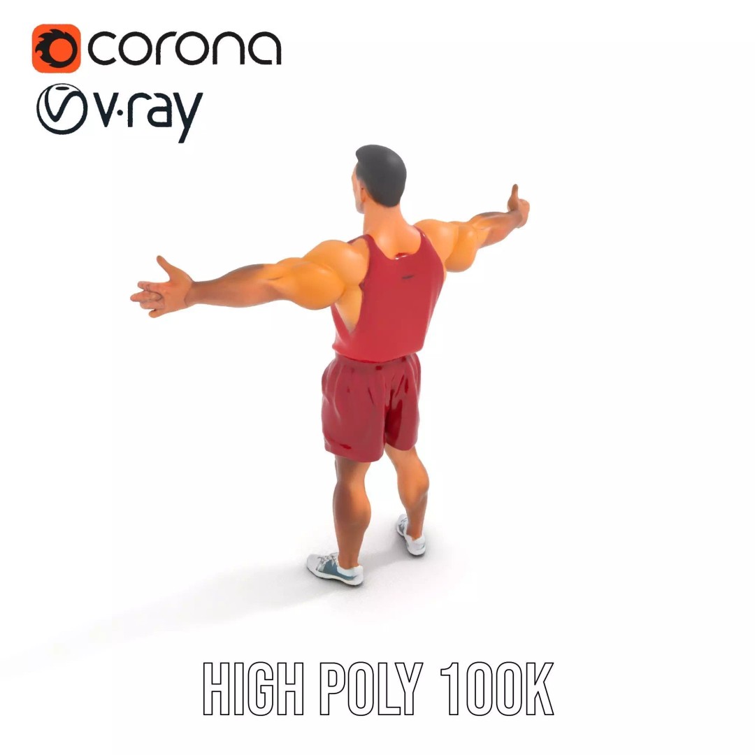 Athletic Figure 3D Model – Low Poly Character Pack with PBR Textures - View 18