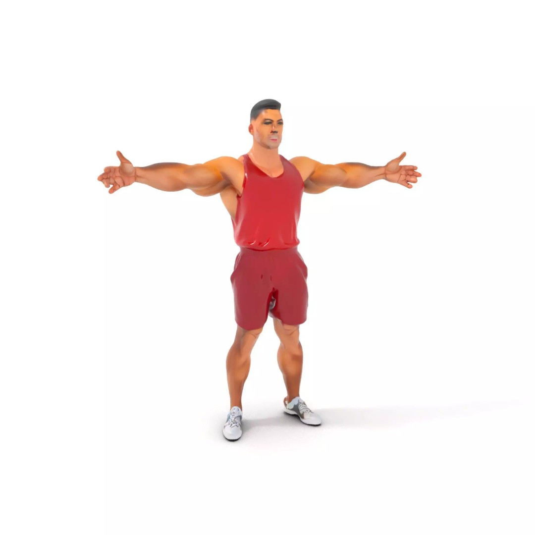 Athletic Figure 3D Model – Low Poly Character Pack with PBR Textures - View 2