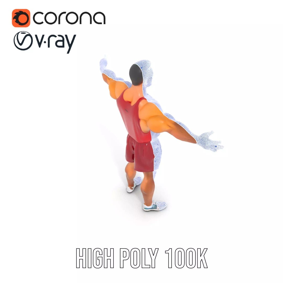 Athletic Figure 3D Model – Low Poly Character Pack with PBR Textures - View 23