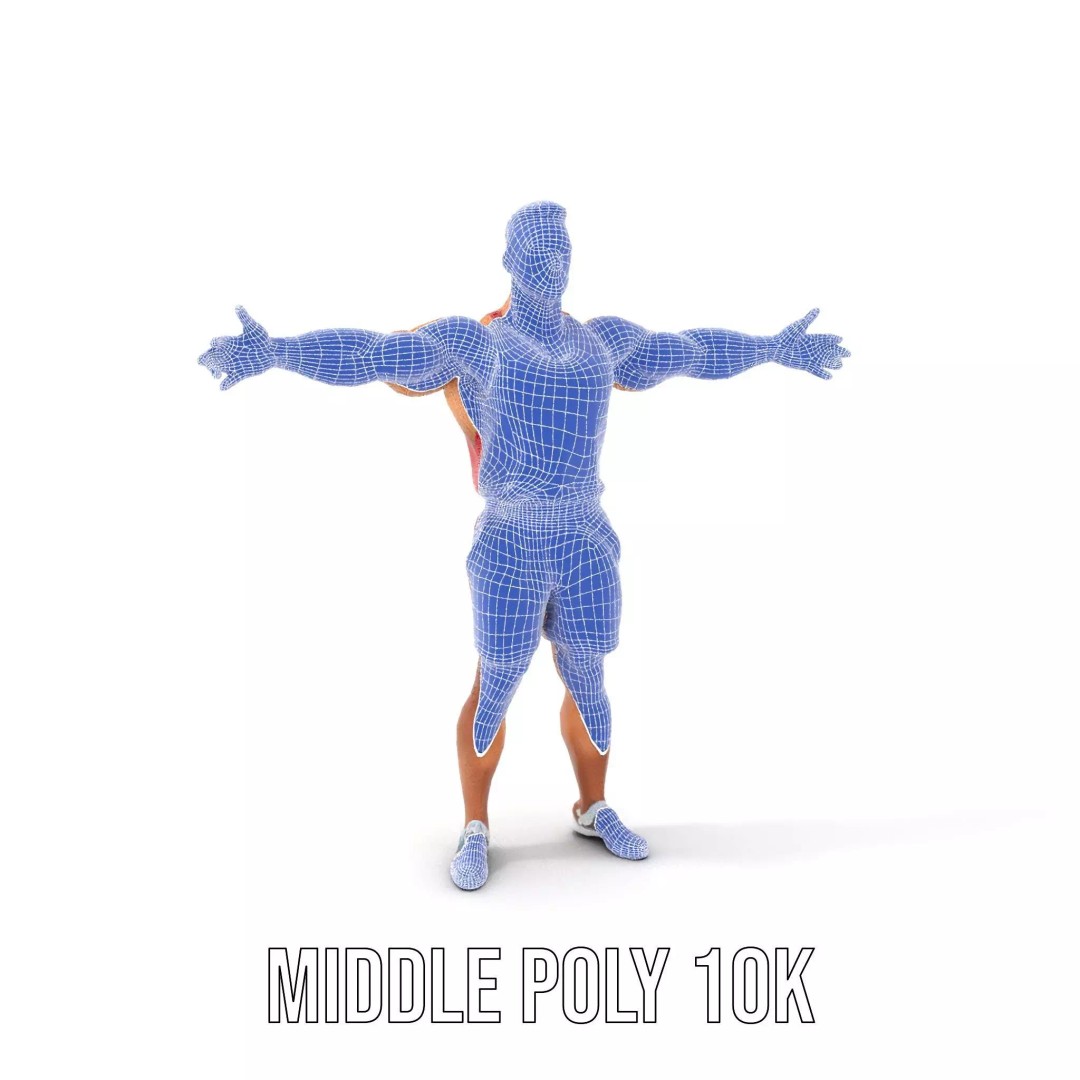 Athletic Figure 3D Model – Low Poly Character Pack with PBR Textures - View 24